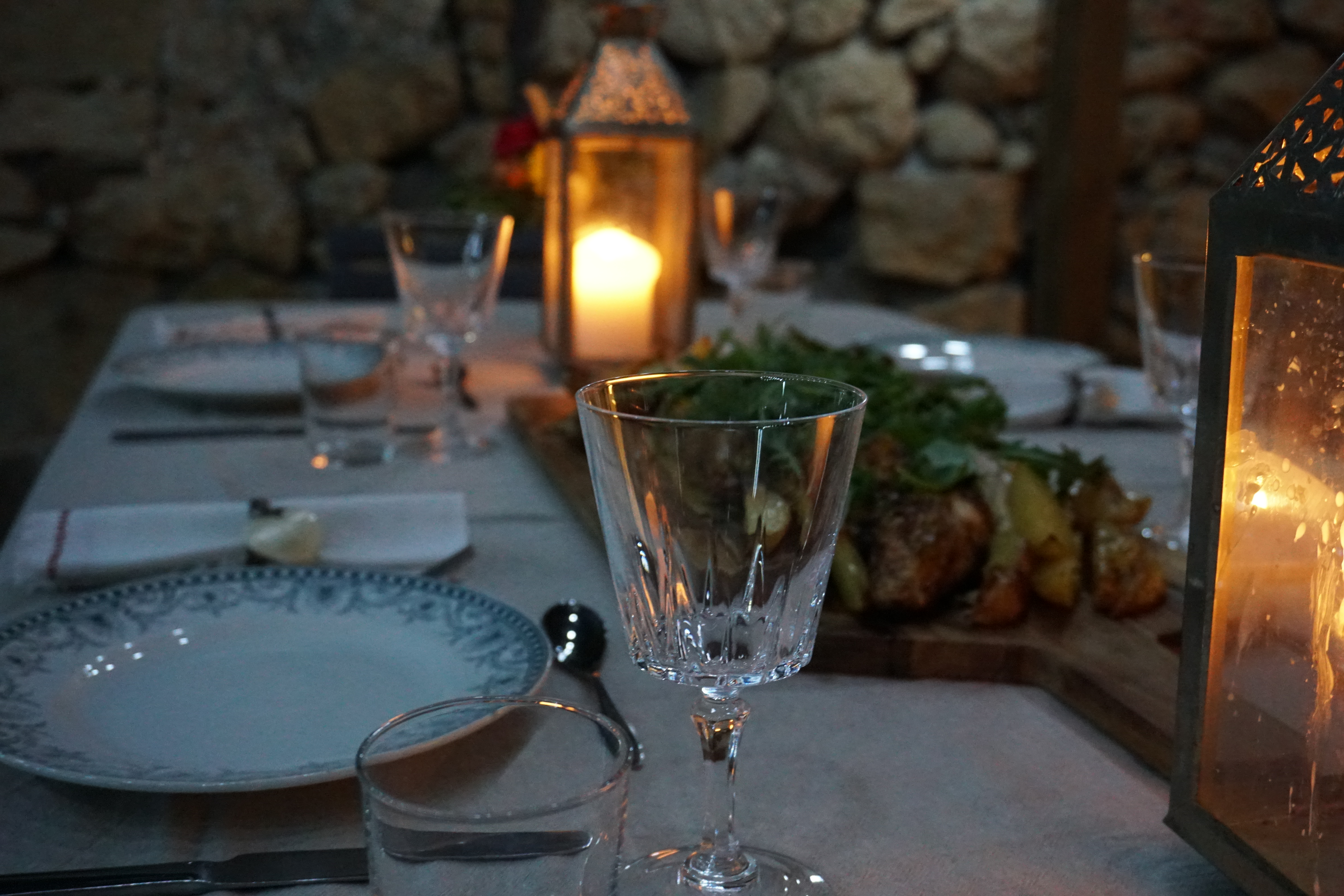 atmospheric evening meal painting holiday france