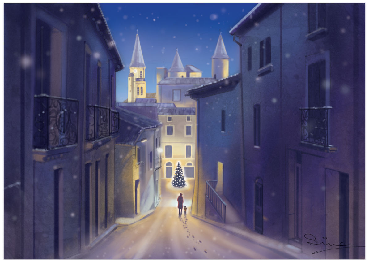 digitally painted christmas card - Pouzolles
