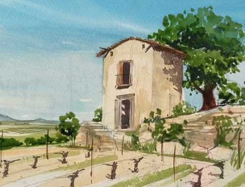 Painting live –  in a French Vineyard.